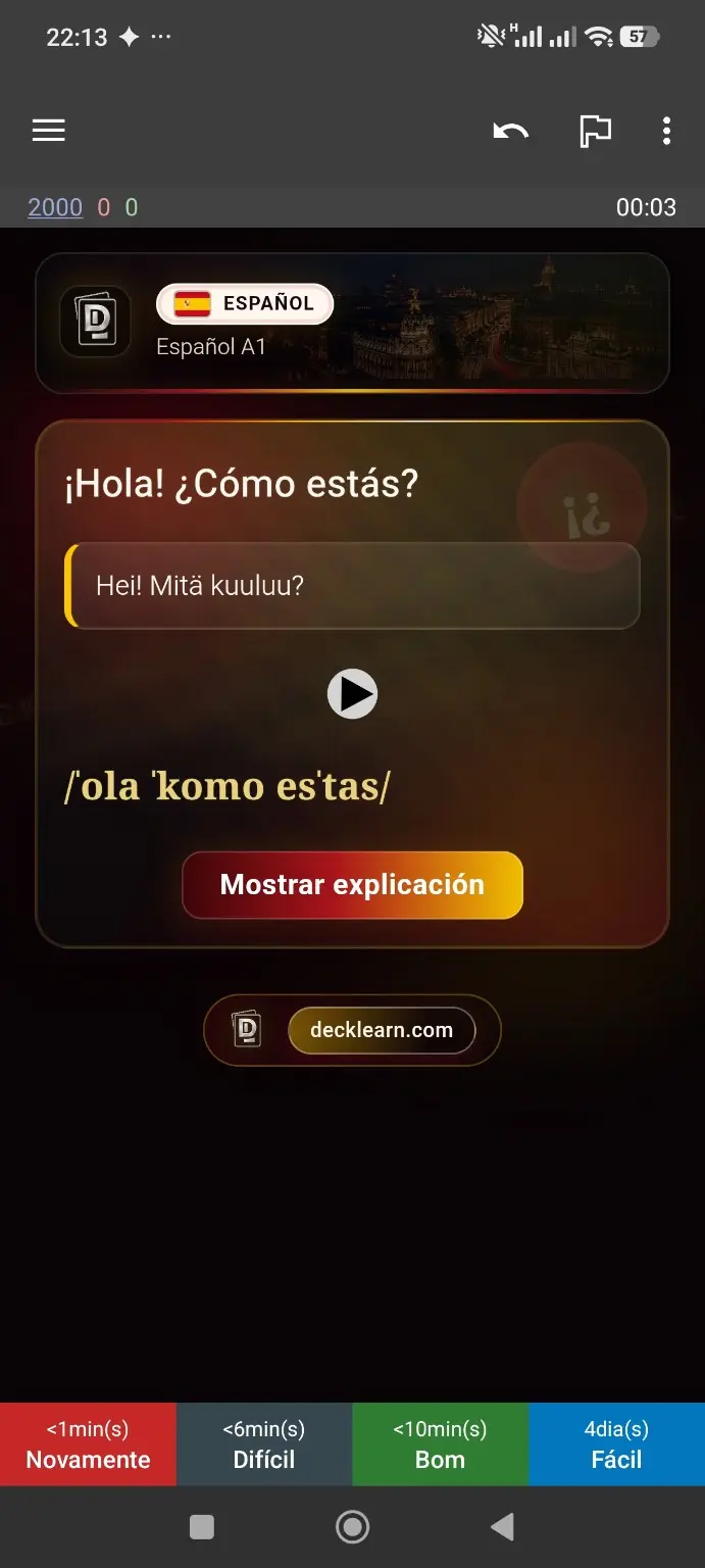 Espanjan A1-kortin vastaus